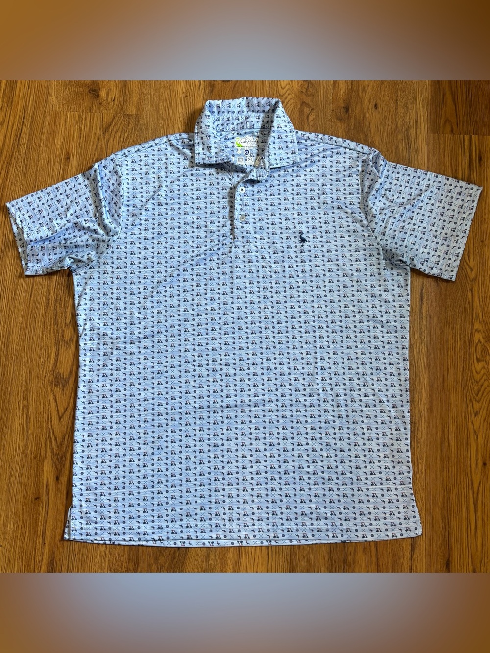 Tailorbyrd Light Blue Micro-Print performance polo